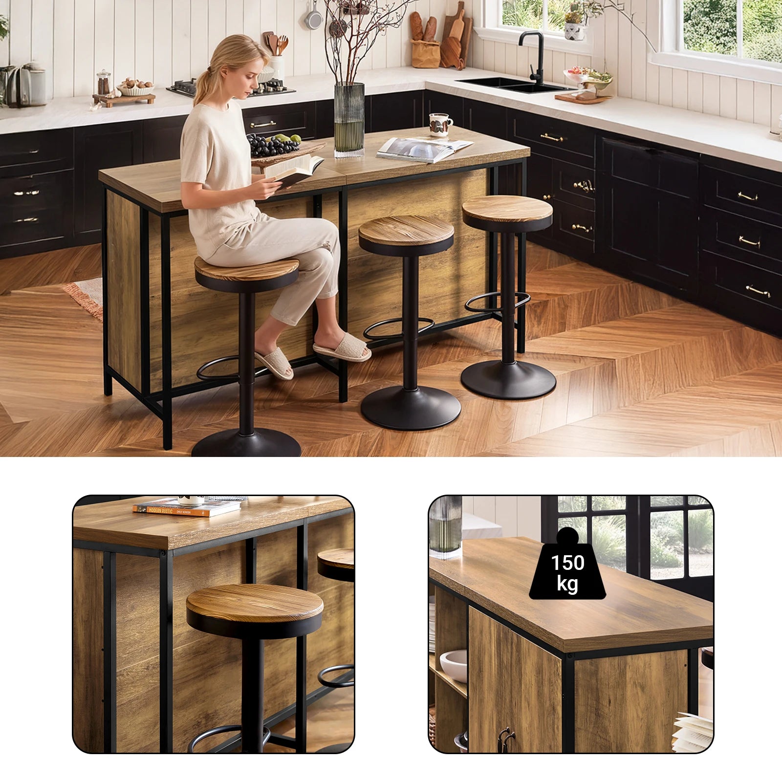SoBuy KNL01-F Kitchen Island Freestanding Kitchen wardrobe Highborad Dresser wardrobe Sideboard Bar Table Buffet Industrial Design