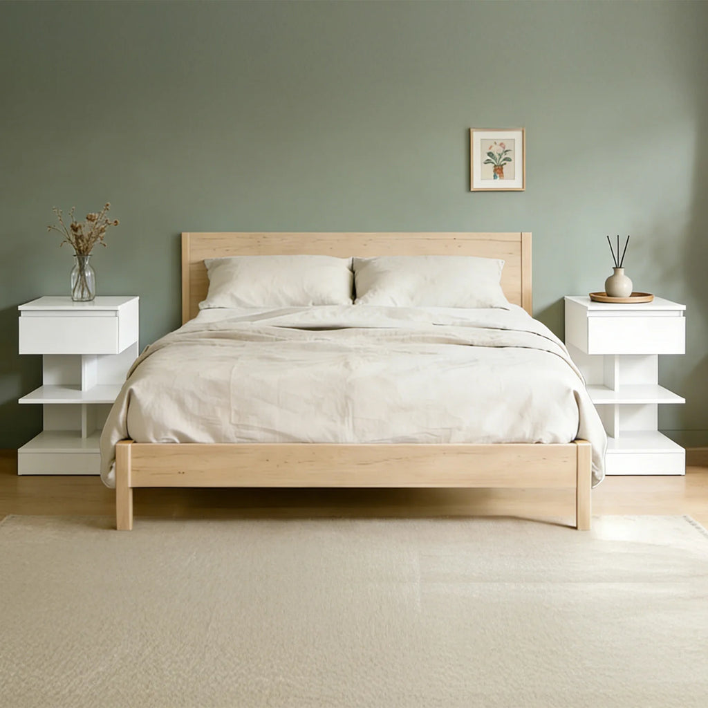 SoBuy FBT49x2 Set of 2 bedside table narrow bedside cabinet with 1 drawer and 2 shelves, Modern side table table 39x39x65CM