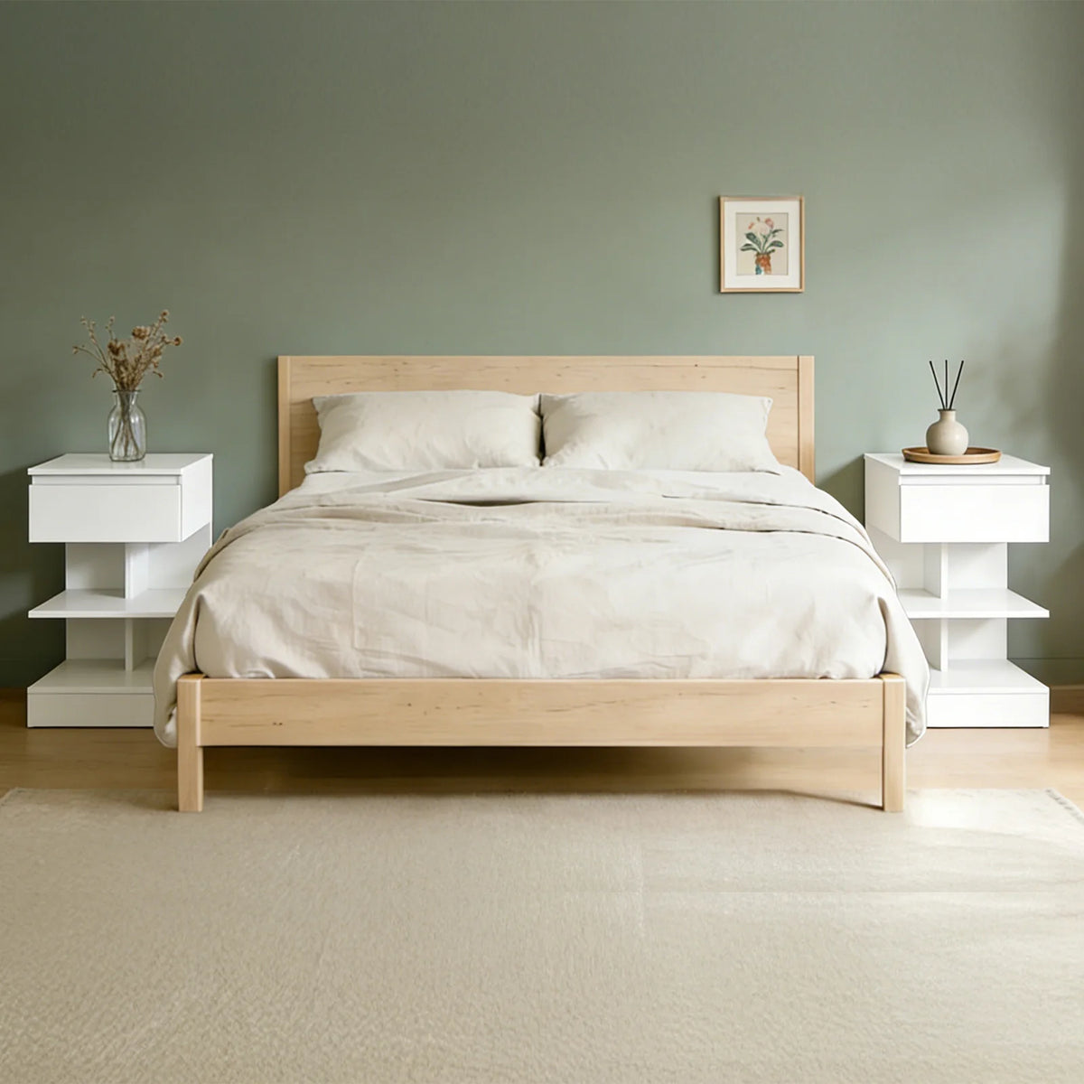 SoBuy FBT49x2 Set of 2 bedside table narrow bedside cabinet with 1 drawer and 2 shelves, Modern side table table 39x39x65CM