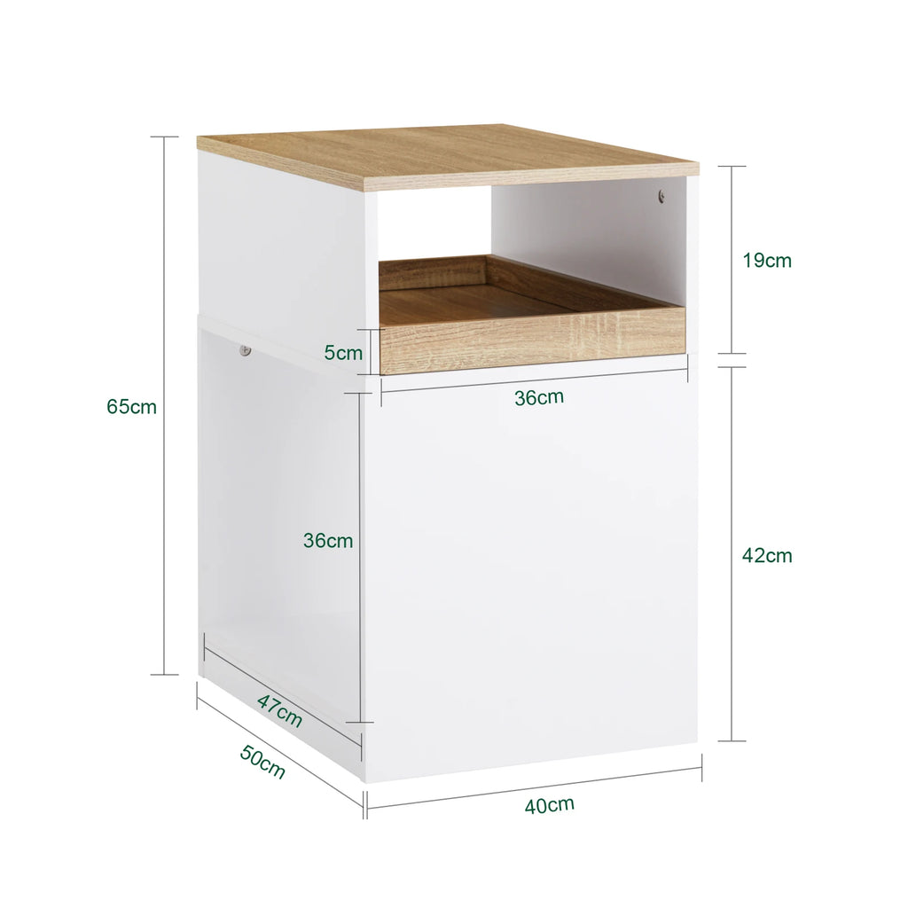 SoBuy ASK08-WN table with Rolls Hidden Rolls 3 hand fan Roll Container desk for office White Nature 40x65x50cm