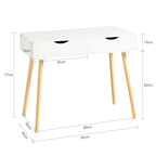 Bureau blanc et bois à 2 tiroirs