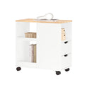 SoBuy FBT130-WN printer table with roll printing stand printer cabinet roll container with compartments office cart side cart