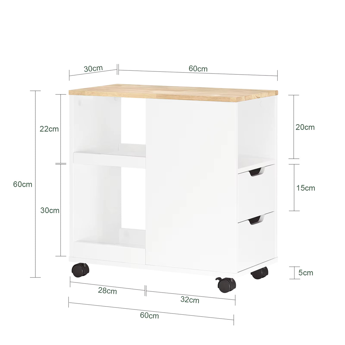 SoBuy FBT130-WN printer table with roll printing stand printer cabinet roll container with compartments office cart side cart
