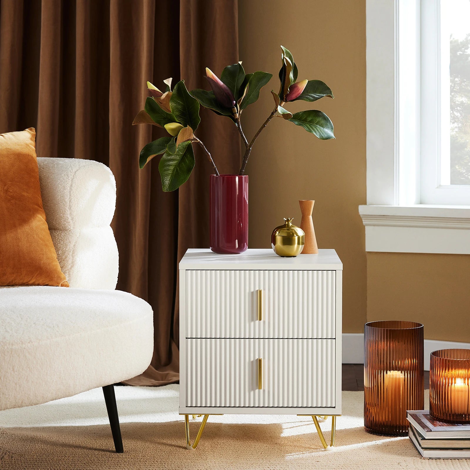 SoBuy FBT115 2 drawer bedside table for box spring bed sofa table side table table phone table bedside cabinet