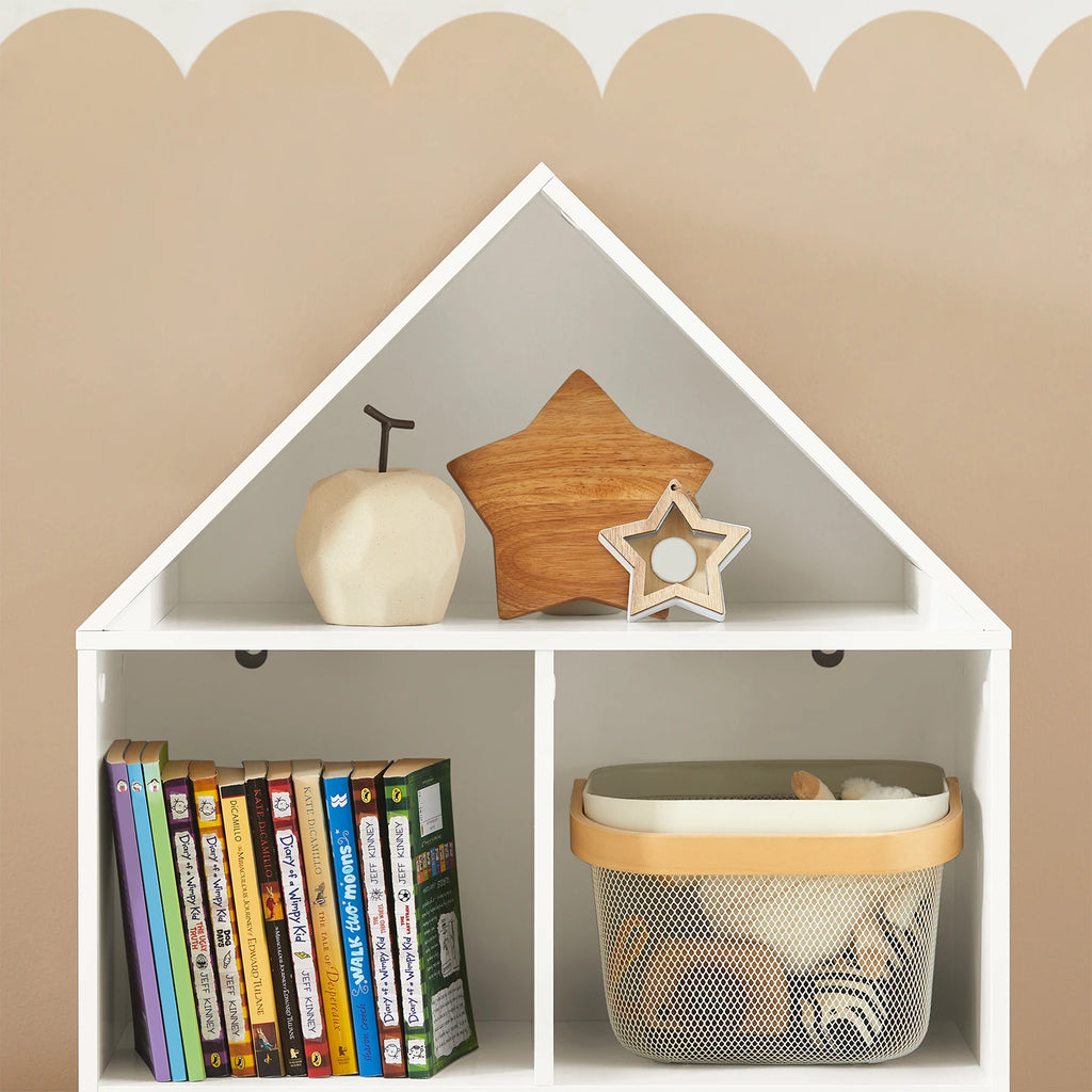 SoBuy KMB58-W children's shelf with house design bookcase for children storage shelf toys shelf furniture