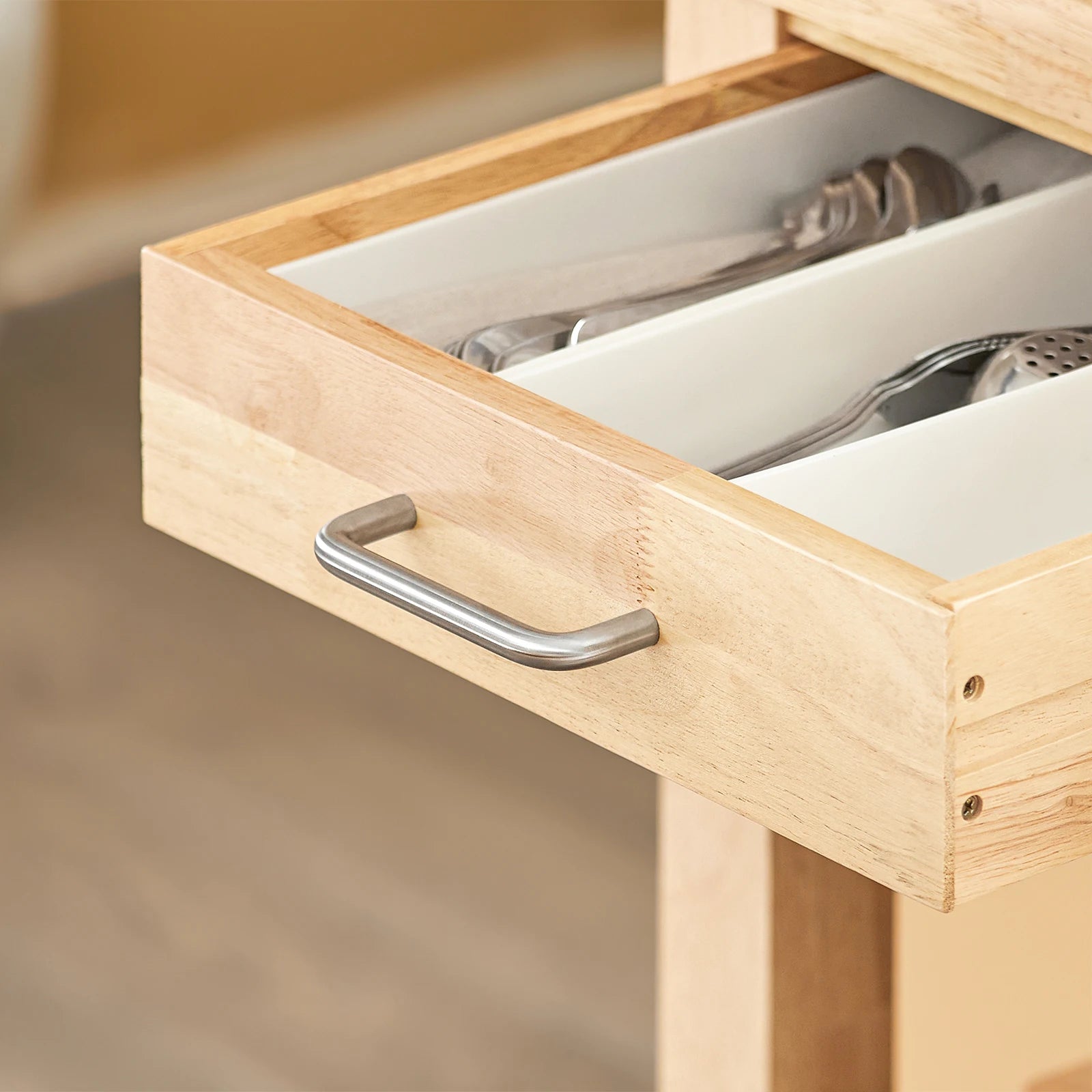 SoBuy FKW24-N serving trolley Rubber Wood Kitchen Trolley Kitchen Rack B80xT40xH90cm B80xT40xH90cm