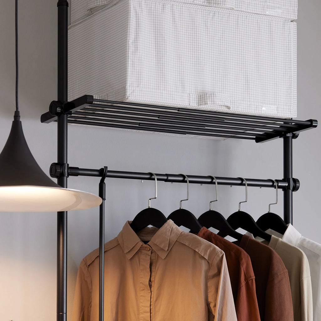 SoBuy KLS07-SCH Telescopic Rod dresses stand With 1 dresses Bar And 3 Stays Telescopic Wardrobe System