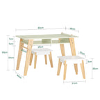 Table enfant verte et ses 2 chaises