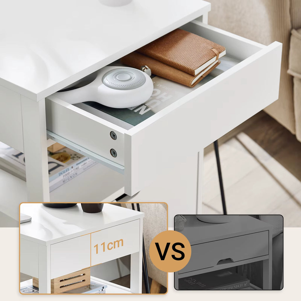 SoBuy FRG258-II-W bedside table night wardrobe with 2 drawers and storage storage s wardrobe for bedroom 45x38x55cm White