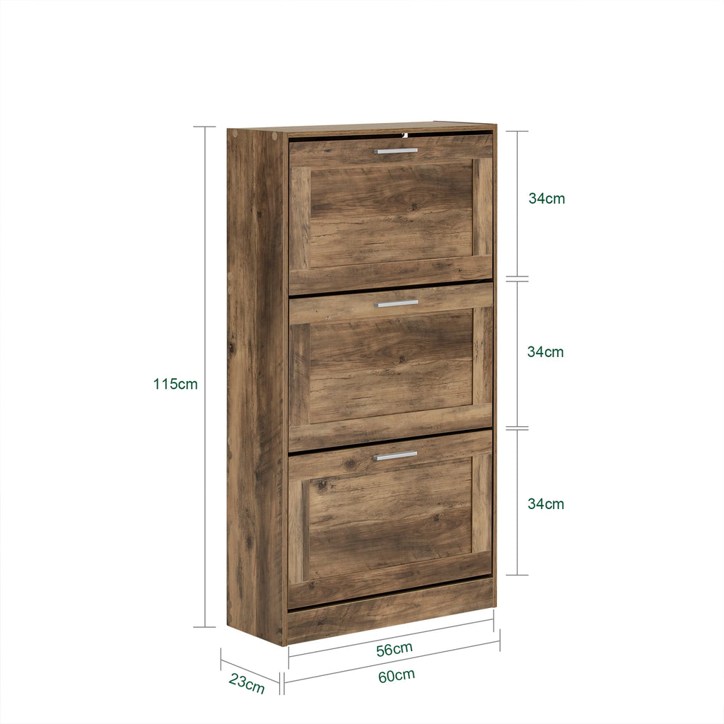 SoBuy FSR137-L shoe dump truck shoe shelf shoe cabinet with 3 flaps shoe rack narrow shoe chest of drawers BHT approx. 60x115x23cm