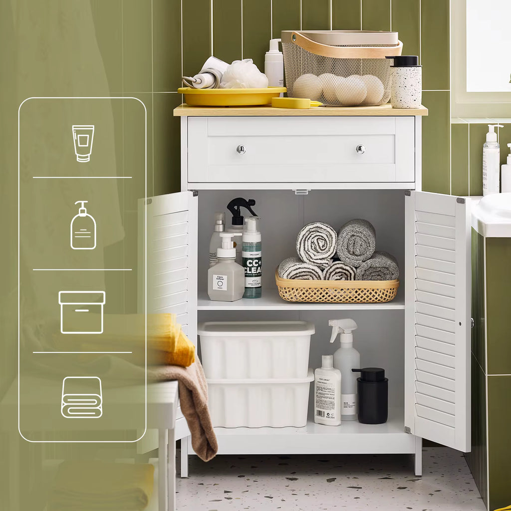 SoBuy FRG238 Bathroom chest of drawers with One Drawer and Doors, chest of drawers Bathroom wardrobe Bathroom furniture Sideboard Hallway wardrobe