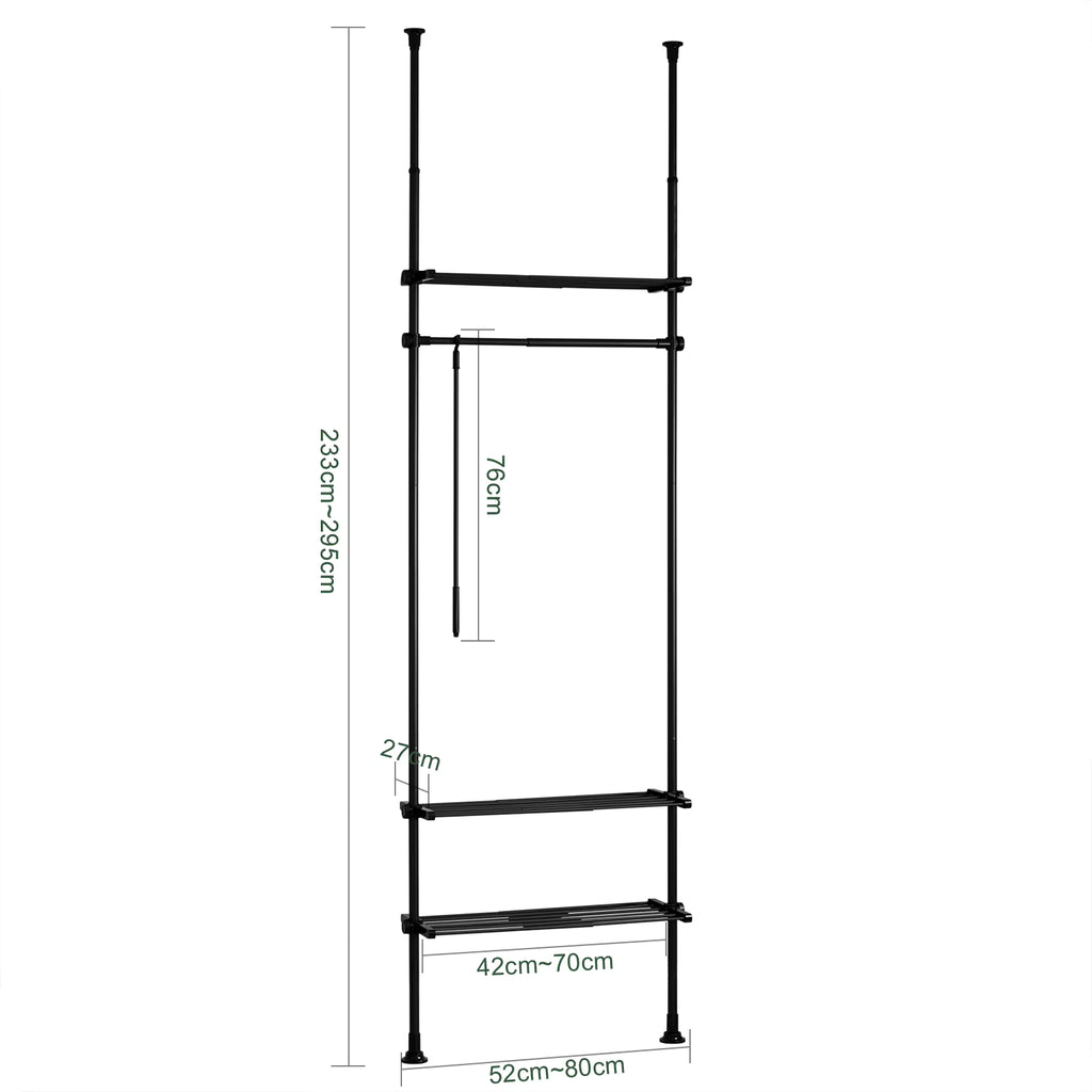 SoBuy KLS07-SCH Telescopic Rod dresses stand With 1 dresses Bar And 3 Stays Telescopic Wardrobe System