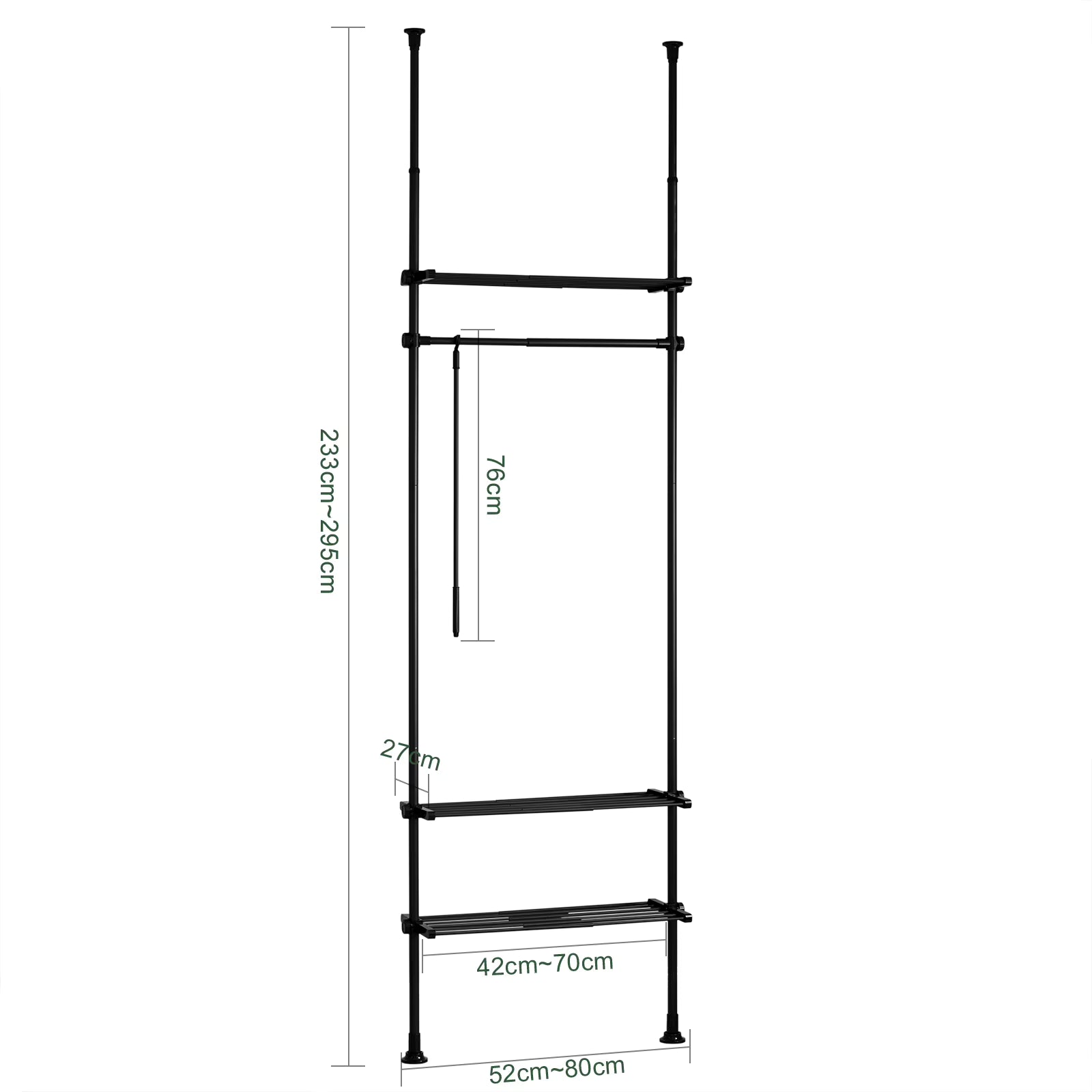 SoBuy KLS07-SCH Telescopic Rod dresses stand With 1 dresses Bar And 3 Stays Telescopic Wardrobe System