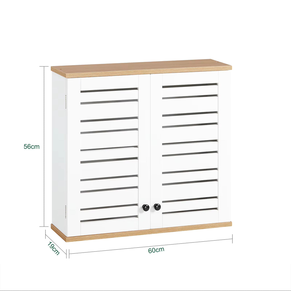 SoBuy BZR42-W Hanging wardrobe with Slat Doors Wall Cabinet Hanging wardrobe Kitchen wardrobe Medicine wardrobe Bathroom furniture