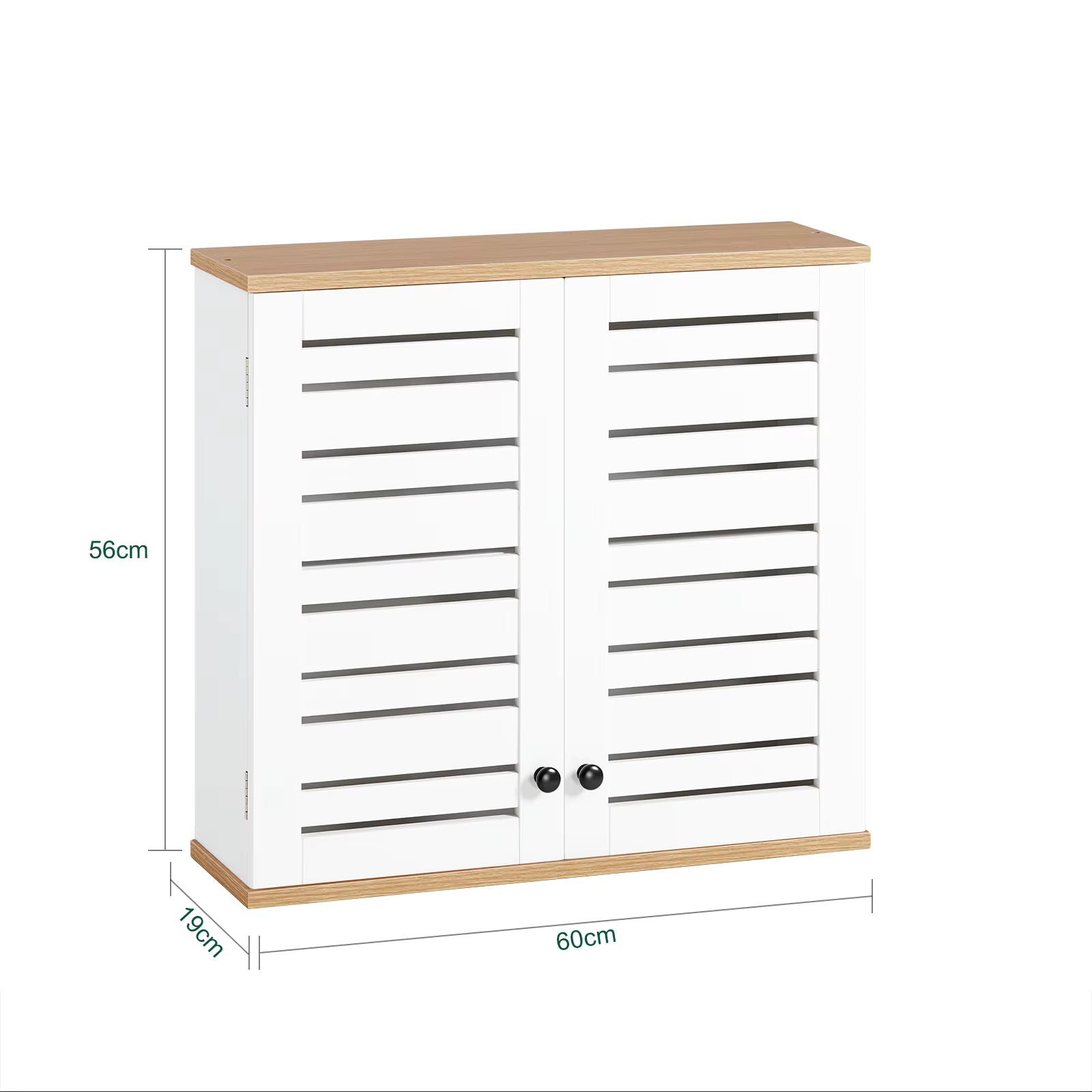SoBuy BZR42-W Hanging wardrobe with Slat Doors Wall Cabinet Hanging wardrobe Kitchen wardrobe Medicine wardrobe Bathroom furniture
