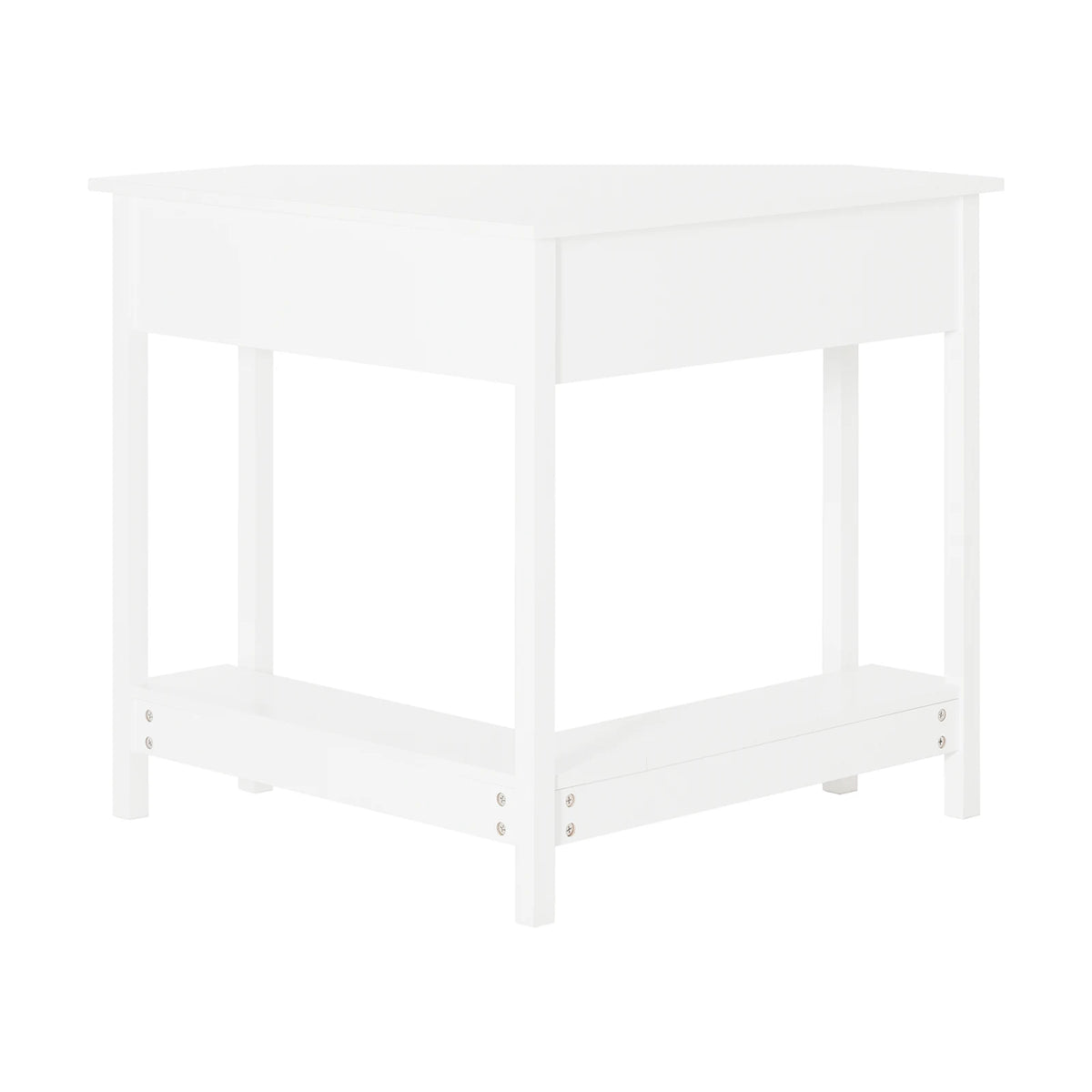 Bureau d’angle blanc avec étagère
