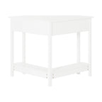 Bureau d’angle blanc avec étagère