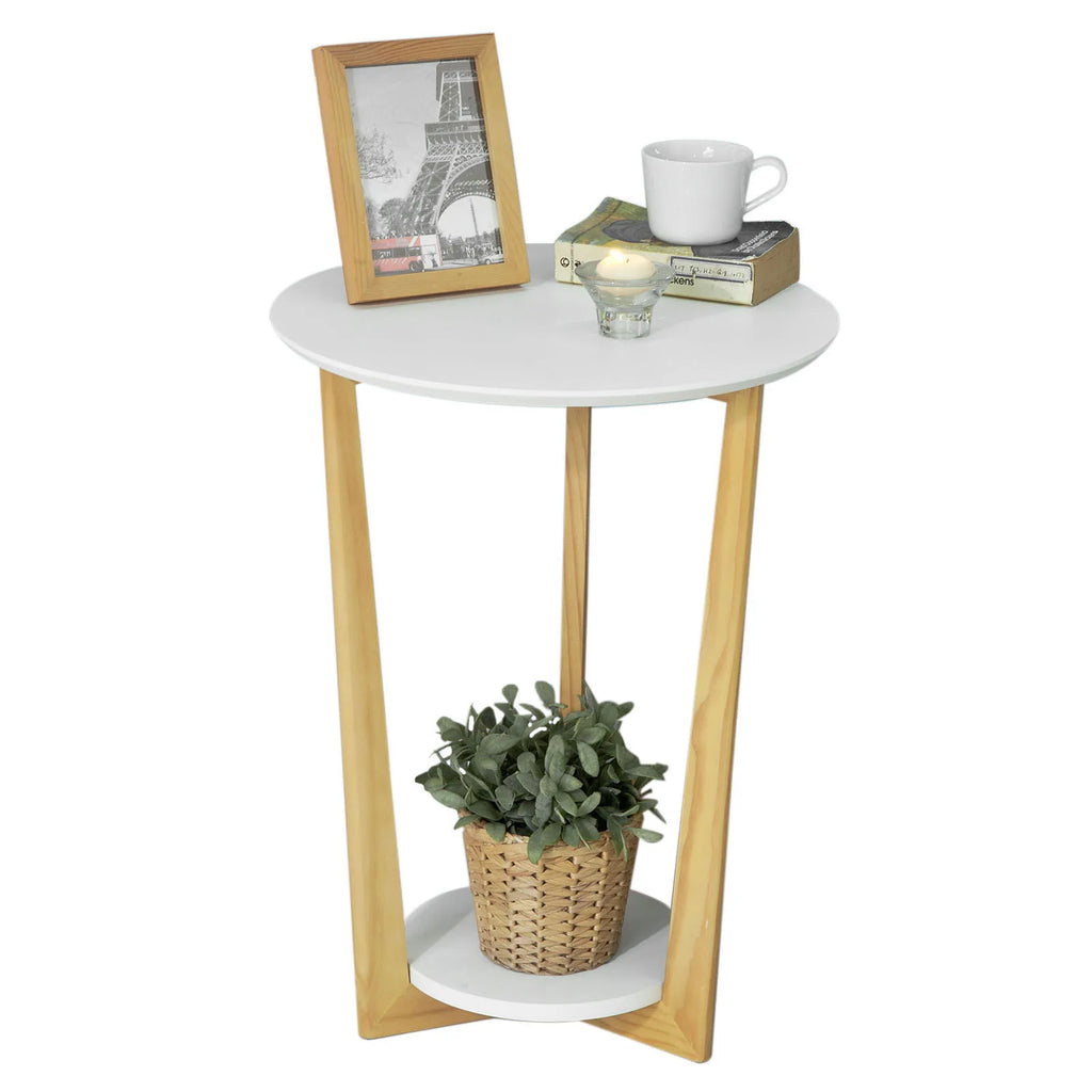 SoBuy FBT52-WN side table with 2 shelves coffee table coffee table Balcony table White-nature, BHT approx.: 45x60x45cm