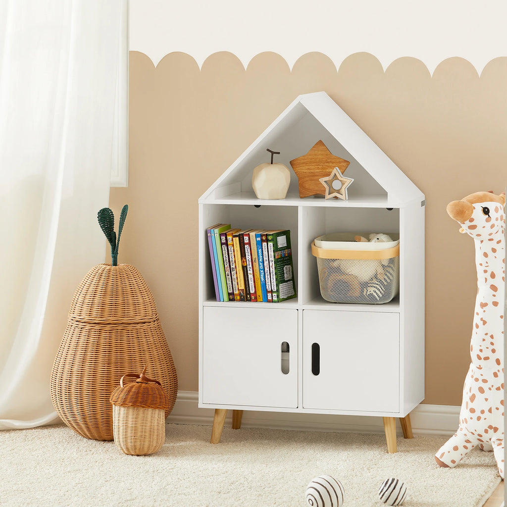 SoBuy KMB58-W children's shelf with house design bookcase for children storage shelf toys shelf furniture