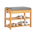 SoBuy FSR49-N shoe bench with seat cushion and drawer, bamboo shoe rack, dimensions approximately: 55x46x30cm