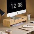 SoBuy FRG198-N monitor screen stand monitor booster screen higher bamboo stand with 2 drawers