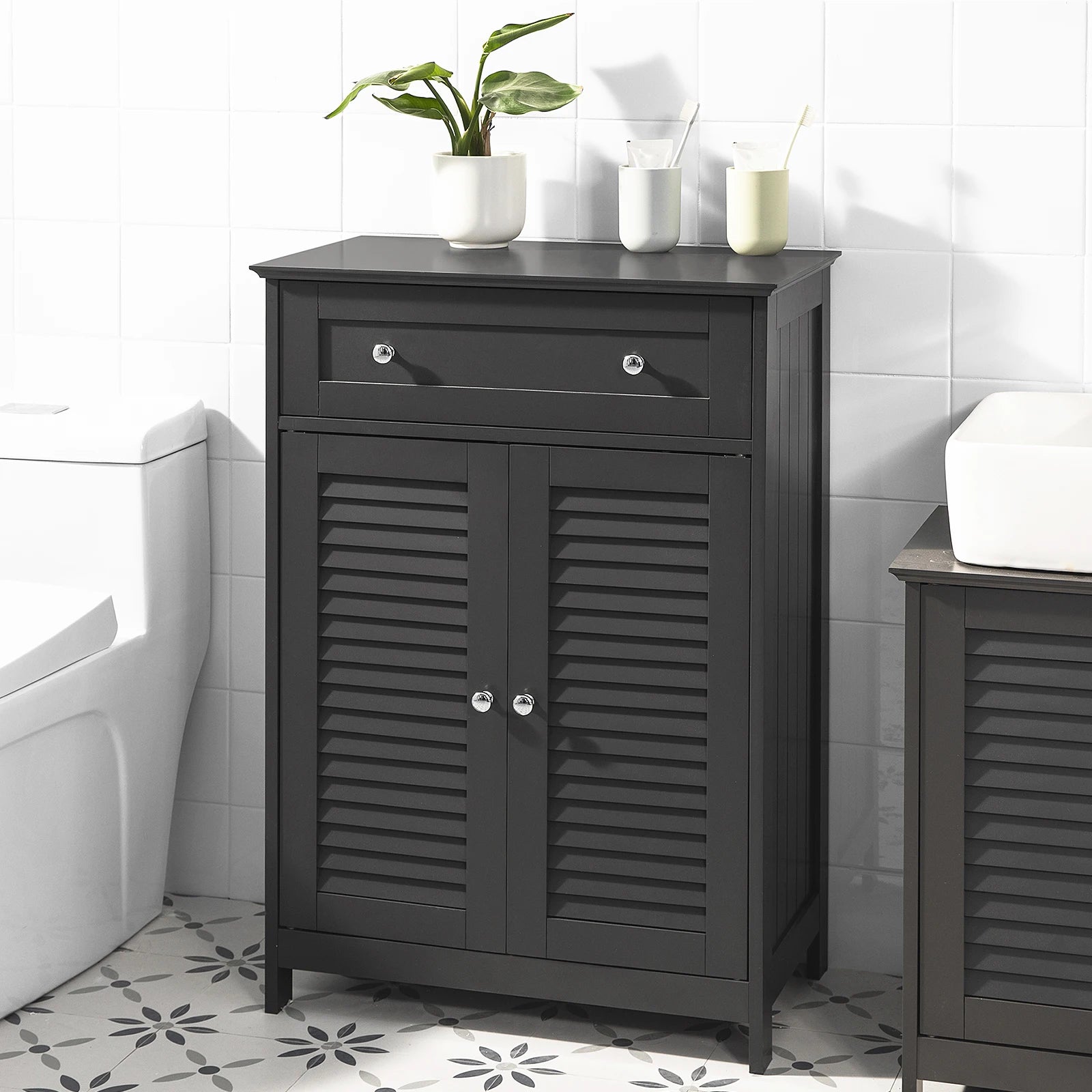 SoBuy FRG238 Bathroom chest of drawers with One Drawer and Doors, chest of drawers Bathroom wardrobe Bathroom furniture Sideboard Hallway wardrobe