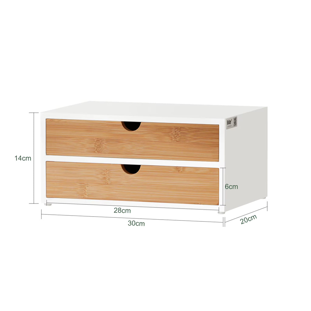 SoBuy®FRG180-WN coffee capsule box made of MDF and bamboo capsule dispenser capsule stand with 2 drawers storage box