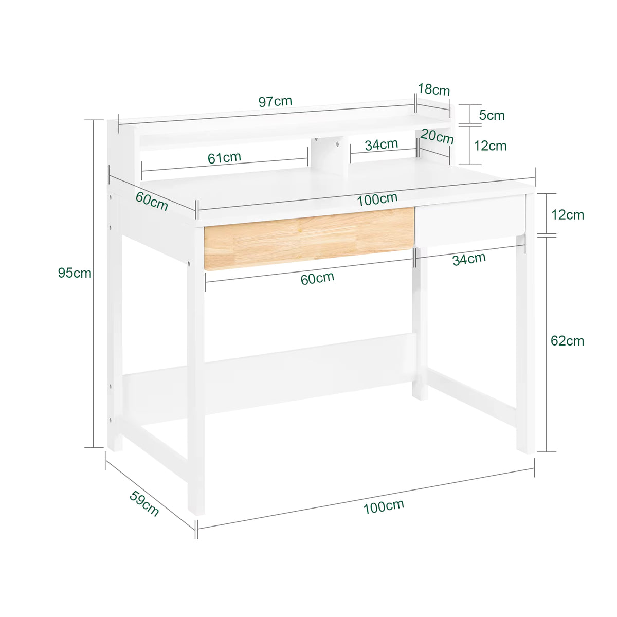 SoBuy FWT106-W 2 Storage Desk Computer Table Office table Home Office Corner Desk Desk