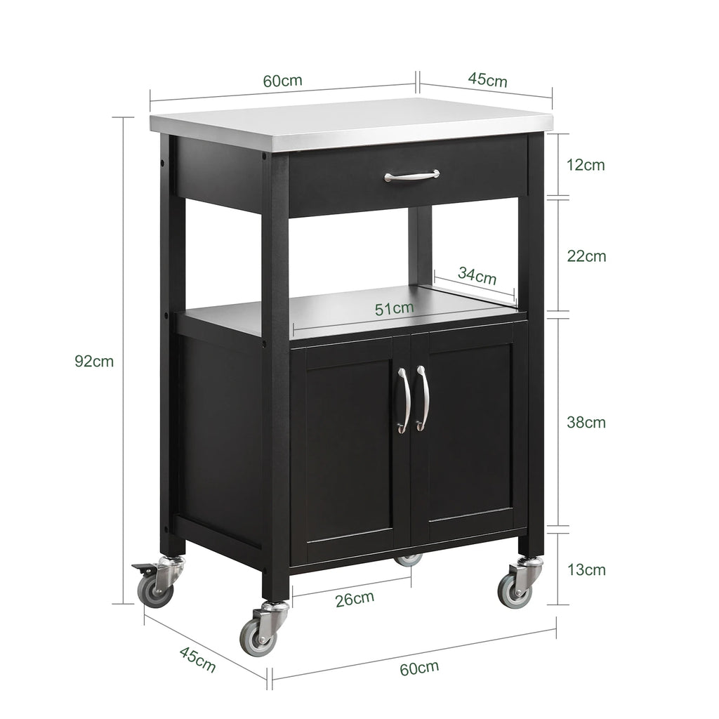 SoBuy FKW22 rubber kitchen trolley Wood serving trolley trolley narrow drink trolley for office kitchen living room dining room