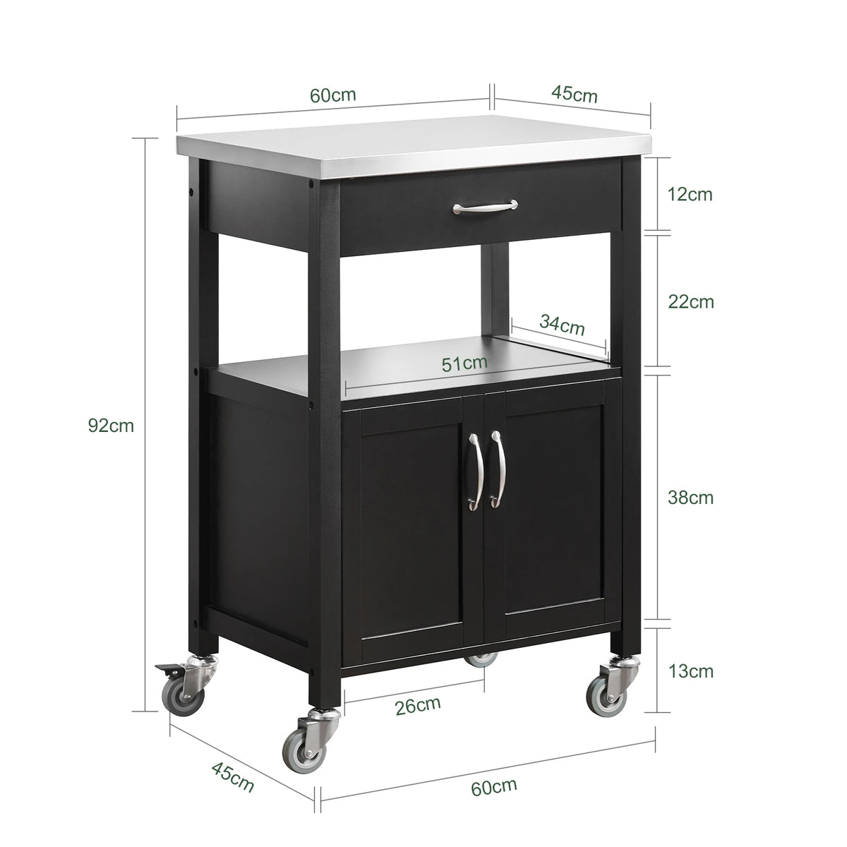 SoBuy FKW22 rubber kitchen trolley Wood serving trolley trolley narrow drink trolley for office kitchen living room dining room