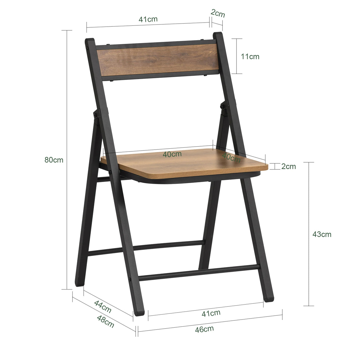 SoBuy FST88-PF Office Chair Folding Chair Kitchen chair Seat Height 43cm Vintage Measurements approx. 46x80x48cm