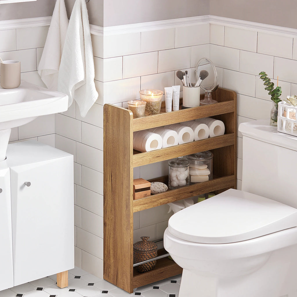 SoBuy NSR01 niche rack with 4 floors kitchen rack with trolley trolley trolley narrow shelf bathroom rack