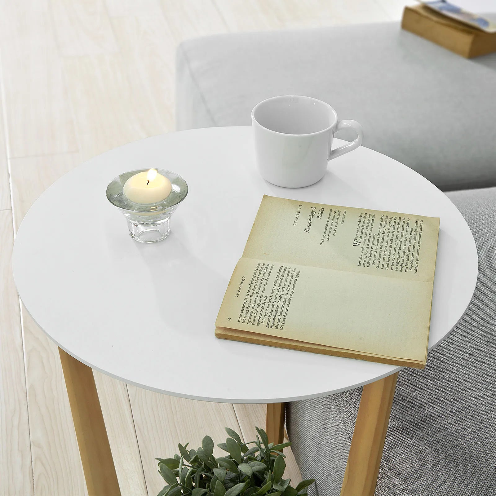SoBuy FBT52-WN side table with 2 shelves coffee table coffee table Balcony table White-nature, BHT approx.: 45x60x45cm