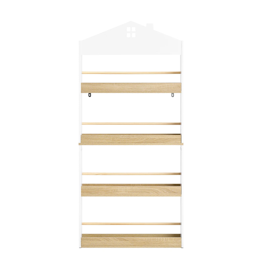 SoBuy KMB121-WN Bookcase children storage shelf with 4 shelves for books and decoration CHILDREN'S room furniture White natural 60x130x15