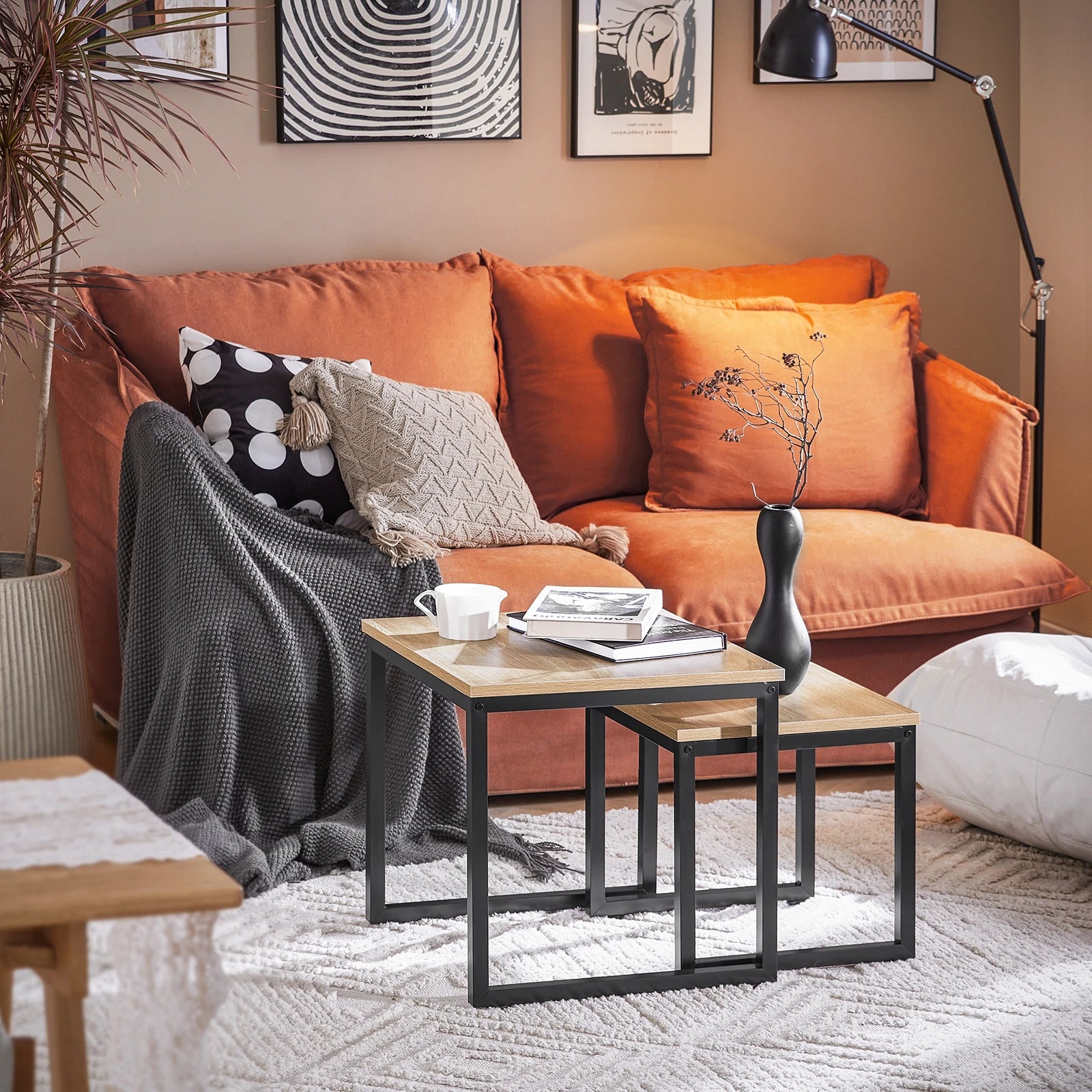 SoBuy FBT42 2-Piece Set coffee table side Table 2-piece set table sofa table coffee table set