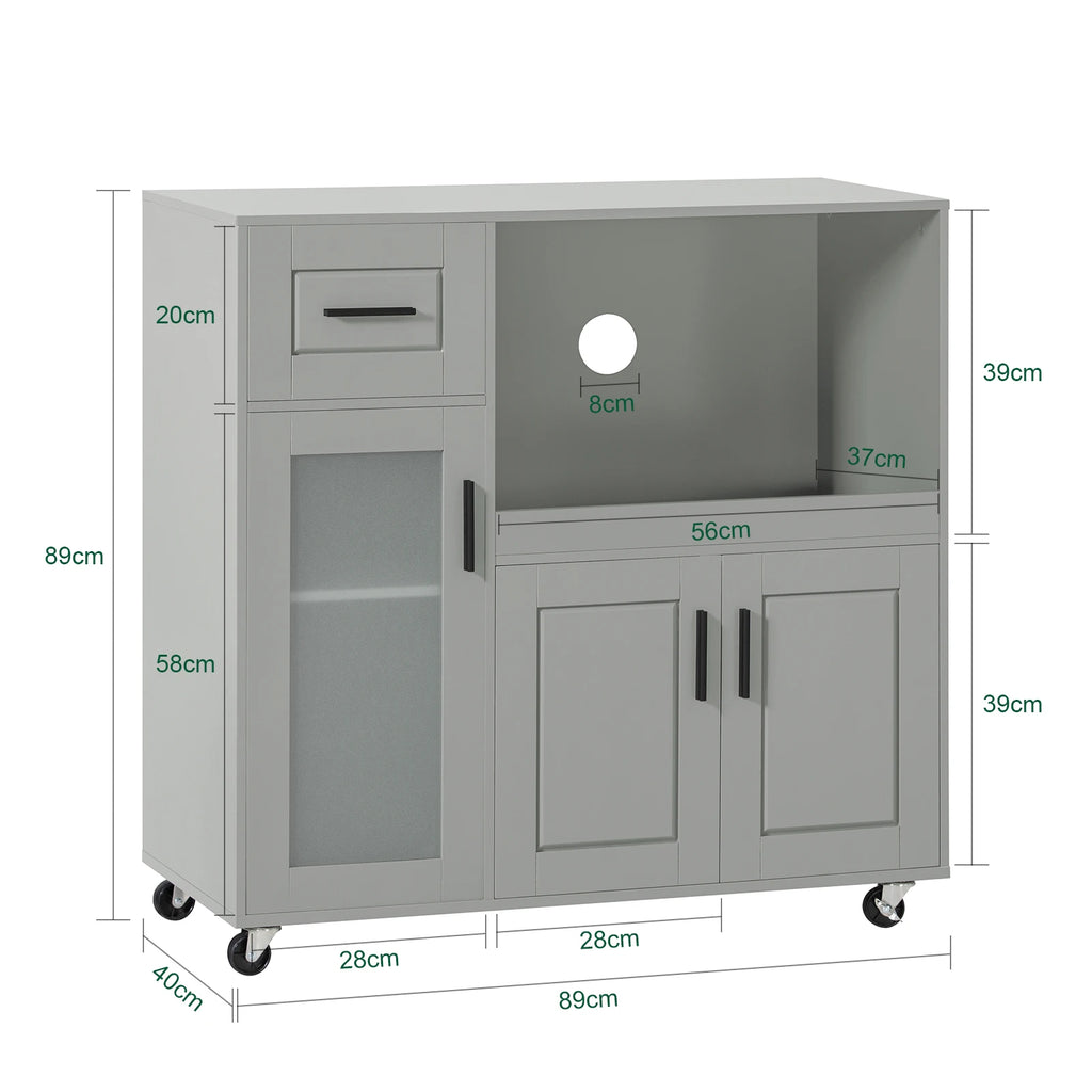 SoBuy FSB78-HG Sideboard on Roller Kitchen Trolley Microwave wardrobe Kitchen wardrobe Trolley kitchen chest of drawers Kitchen Trolley