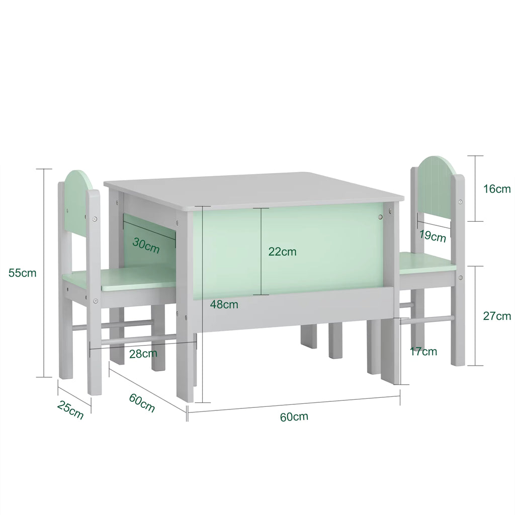SoBuy KMB88-HG Children's table with Chairs Child Seat Group Inside Children table chair Set Painting Table for Children Seating Group Light Grey