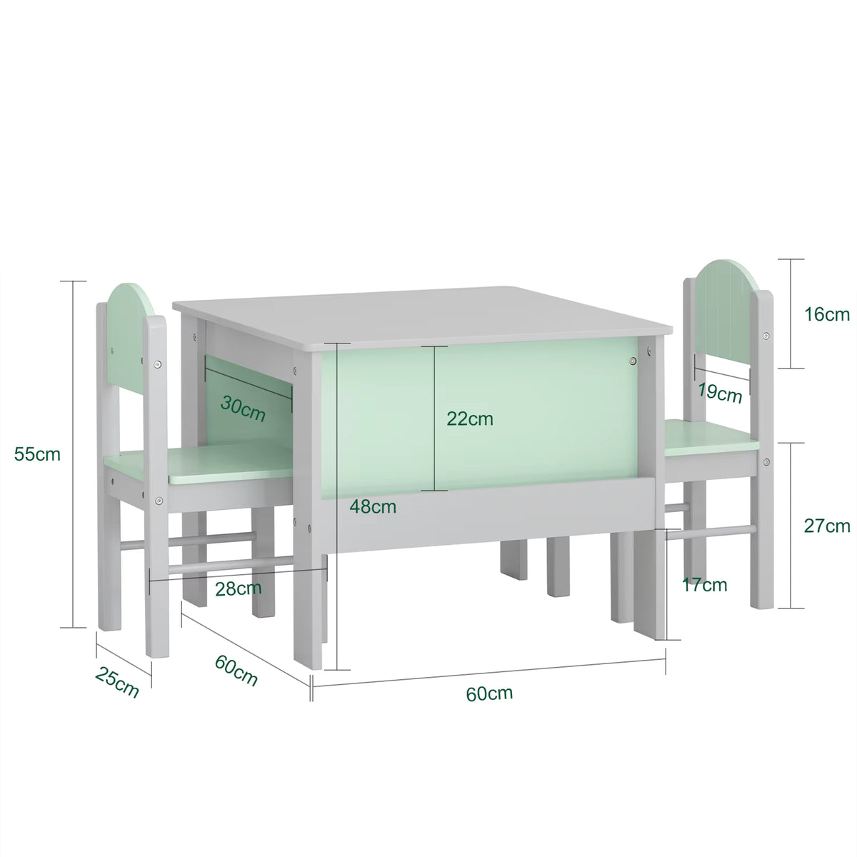 SoBuy KMB88-HG Children's table with Chairs Child Seat Group Inside Children table chair Set Painting Table for Children Seating Group Light Grey
