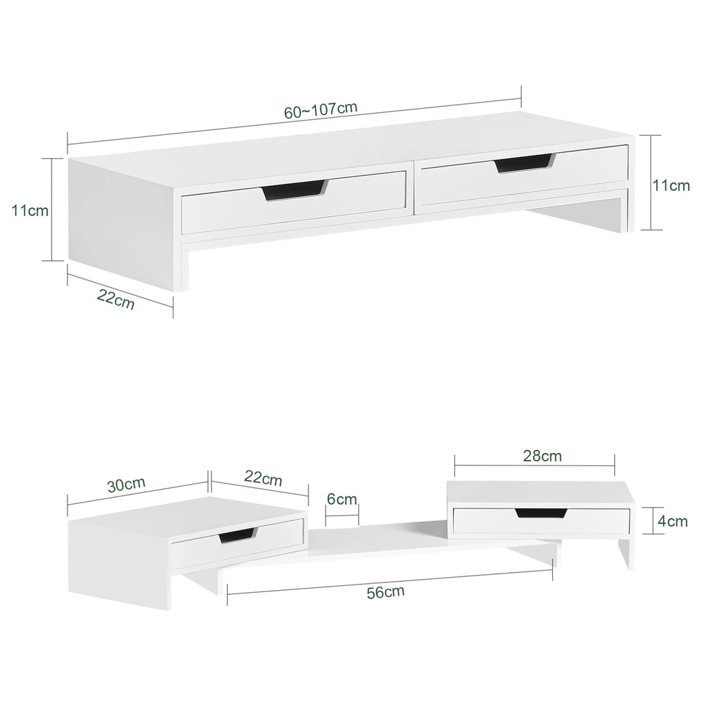 SoBuy BBF04 monitor increase for 2 monitors screen stand with 2 drawer widths adjustable BHT about 60-107x11x22cm