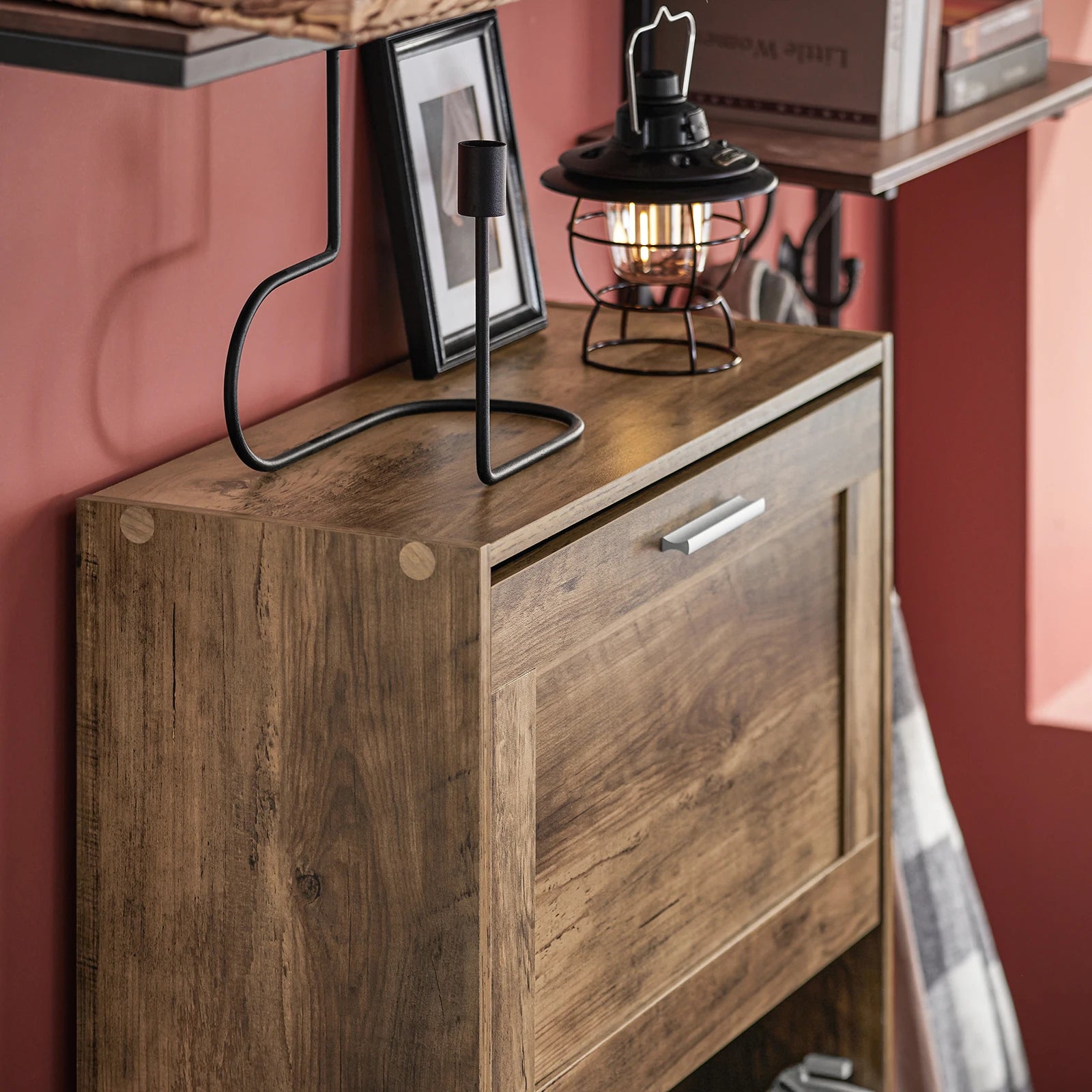 SoBuy FSR137-L shoe dump truck shoe shelf shoe cabinet with 3 flaps shoe rack narrow shoe chest of drawers BHT approx. 60x115x23cm