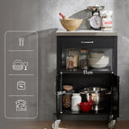 Desserte en hévéa avec plateau inox