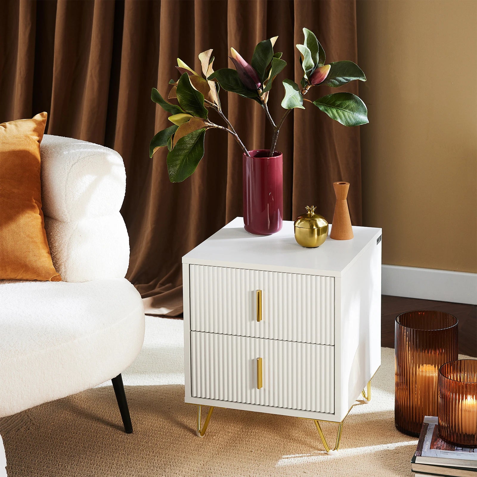 SoBuy FBT115 2 drawer bedside table for box spring bed sofa table side table table phone table bedside cabinet
