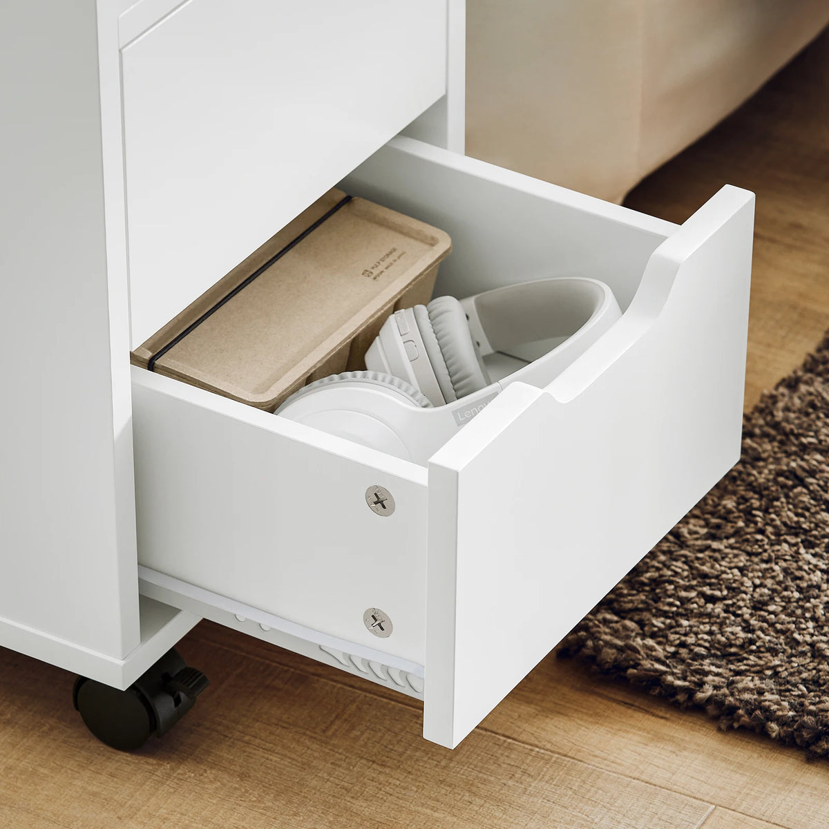 SoBuy FBT130-WN printer table with roll printing stand printer cabinet roll container with compartments office cart side cart