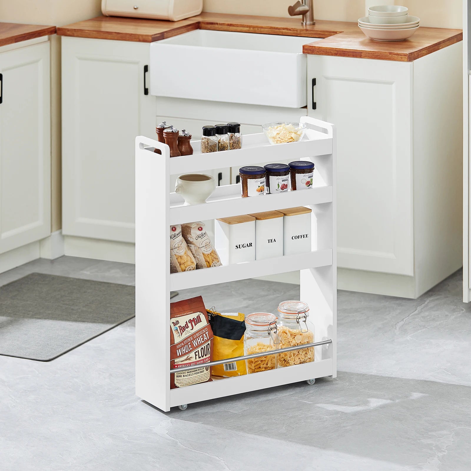 SoBuy NSR01 niche rack with 4 floors kitchen rack with trolley trolley trolley narrow shelf bathroom rack