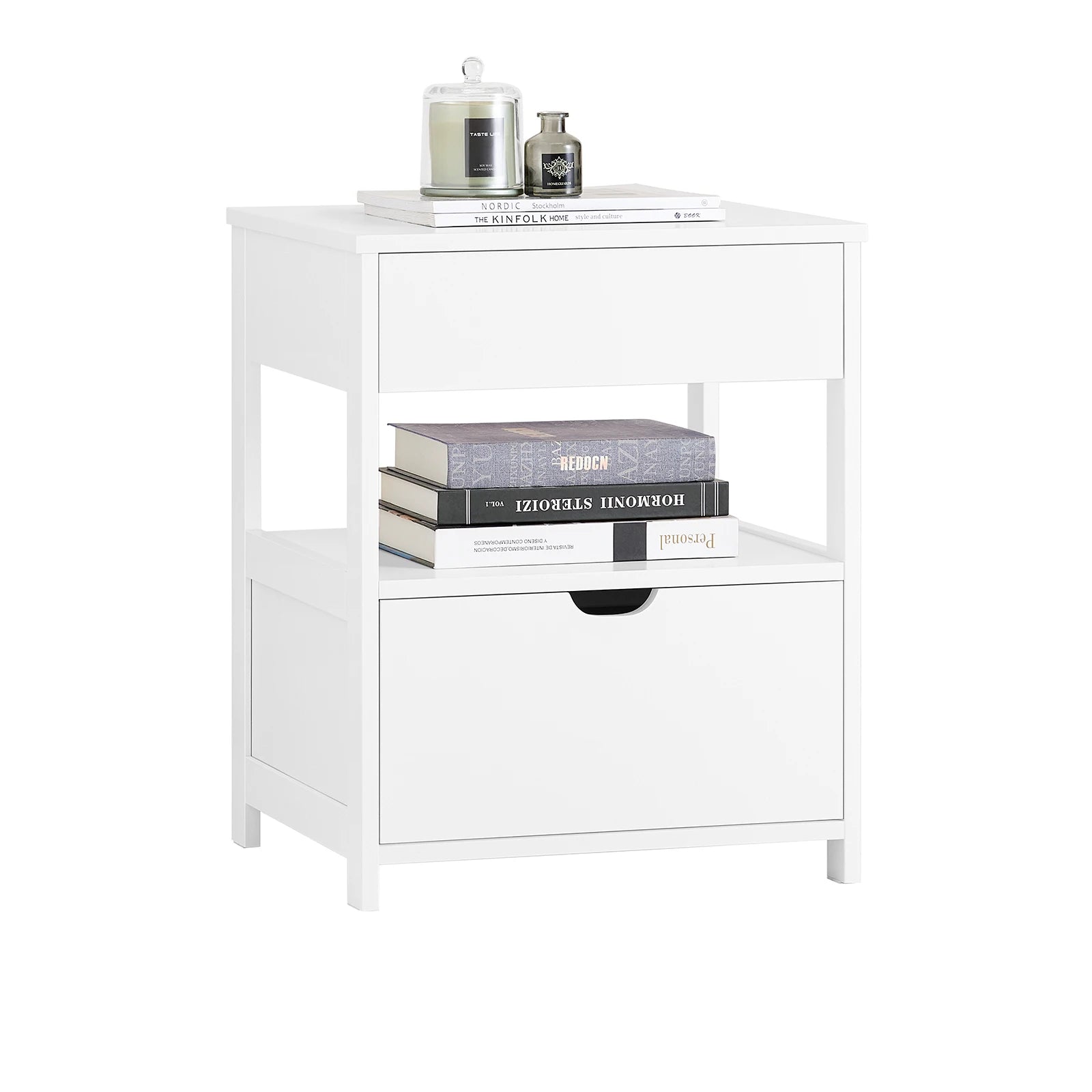 SoBuy FRG258-II-W bedside table night wardrobe with 2 drawers and storage storage s wardrobe for bedroom 45x38x55cm White