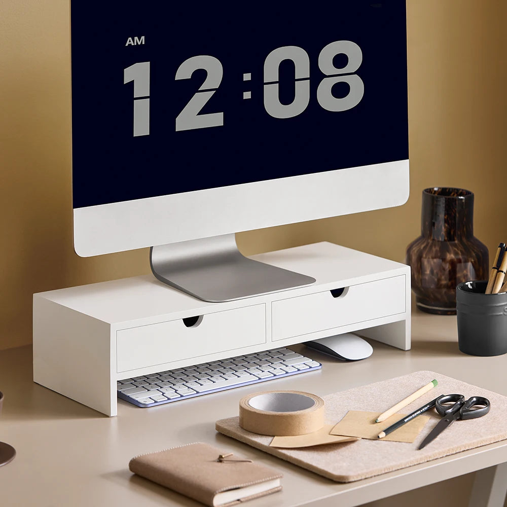 SoBuy BBF02 monitor screen stand monitor increase monitor stand with 2 drawers BHT approx. 47x11x18cm