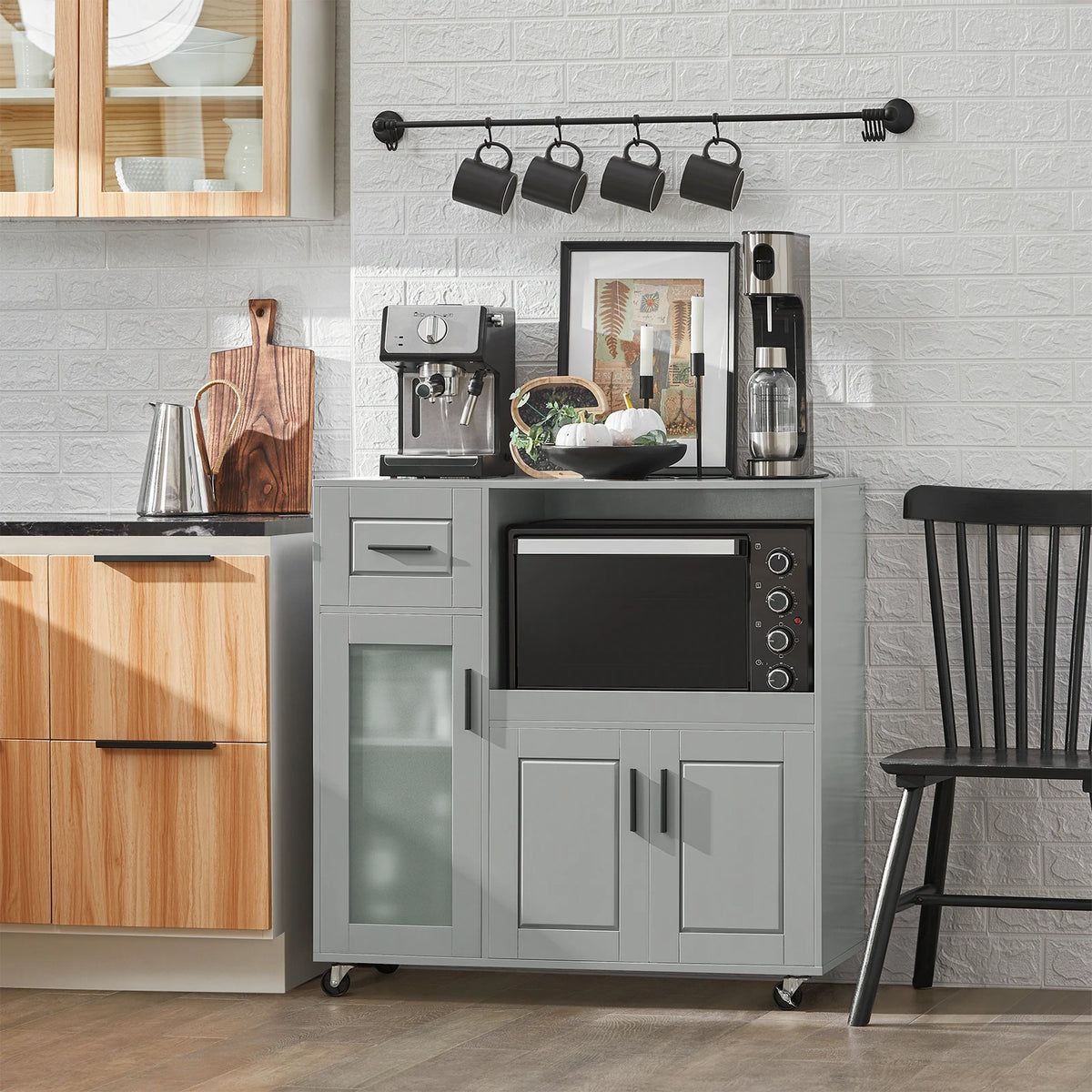 SoBuy FSB78-HG Sideboard on Roller Kitchen Trolley Microwave wardrobe Kitchen wardrobe Trolley kitchen chest of drawers Kitchen Trolley