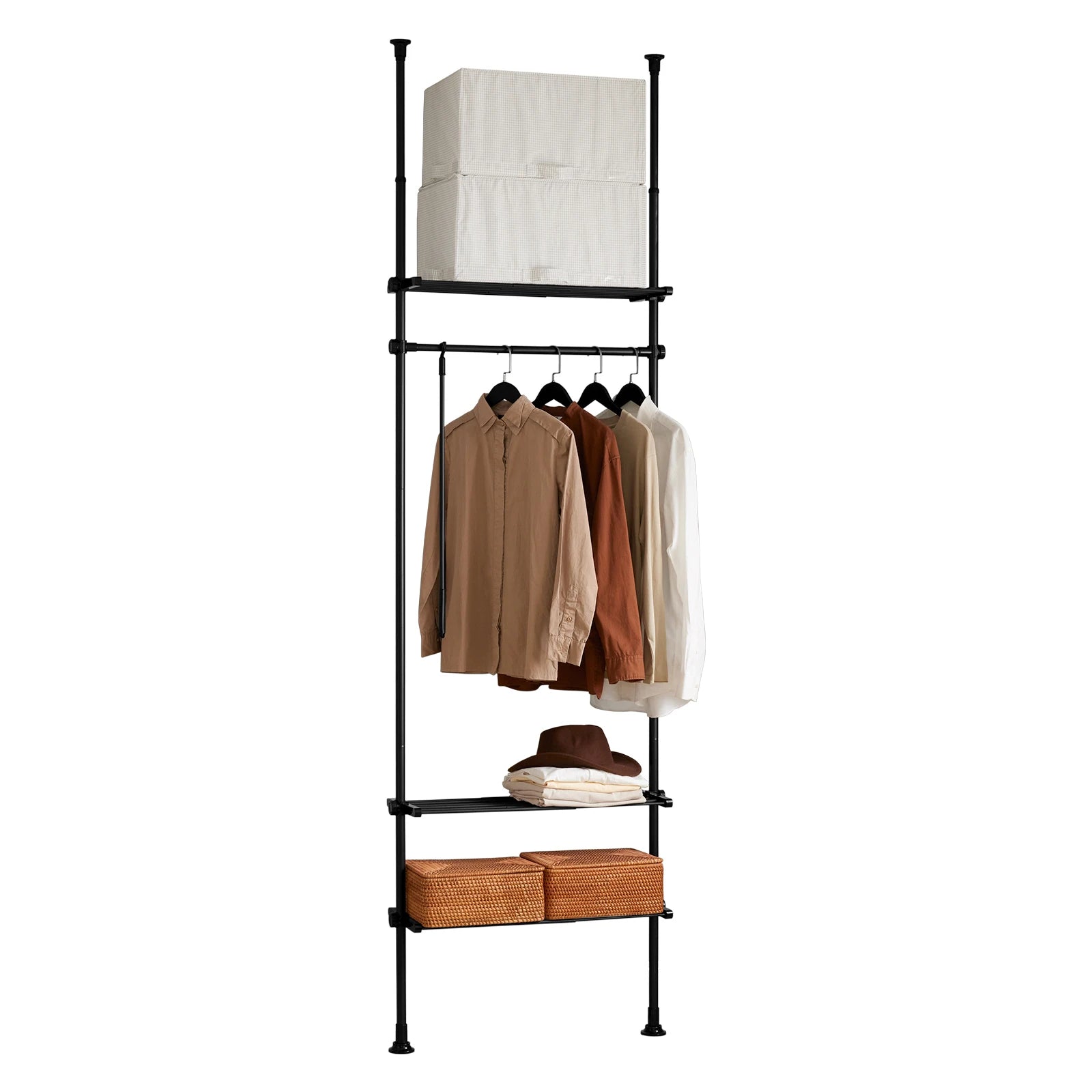 SoBuy KLS07-SCH Telescopic Rod dresses stand With 1 dresses Bar And 3 Stays Telescopic Wardrobe System