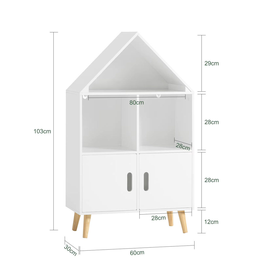 SoBuy KMB58-W children's shelf with house design bookcase for children storage shelf toys shelf furniture