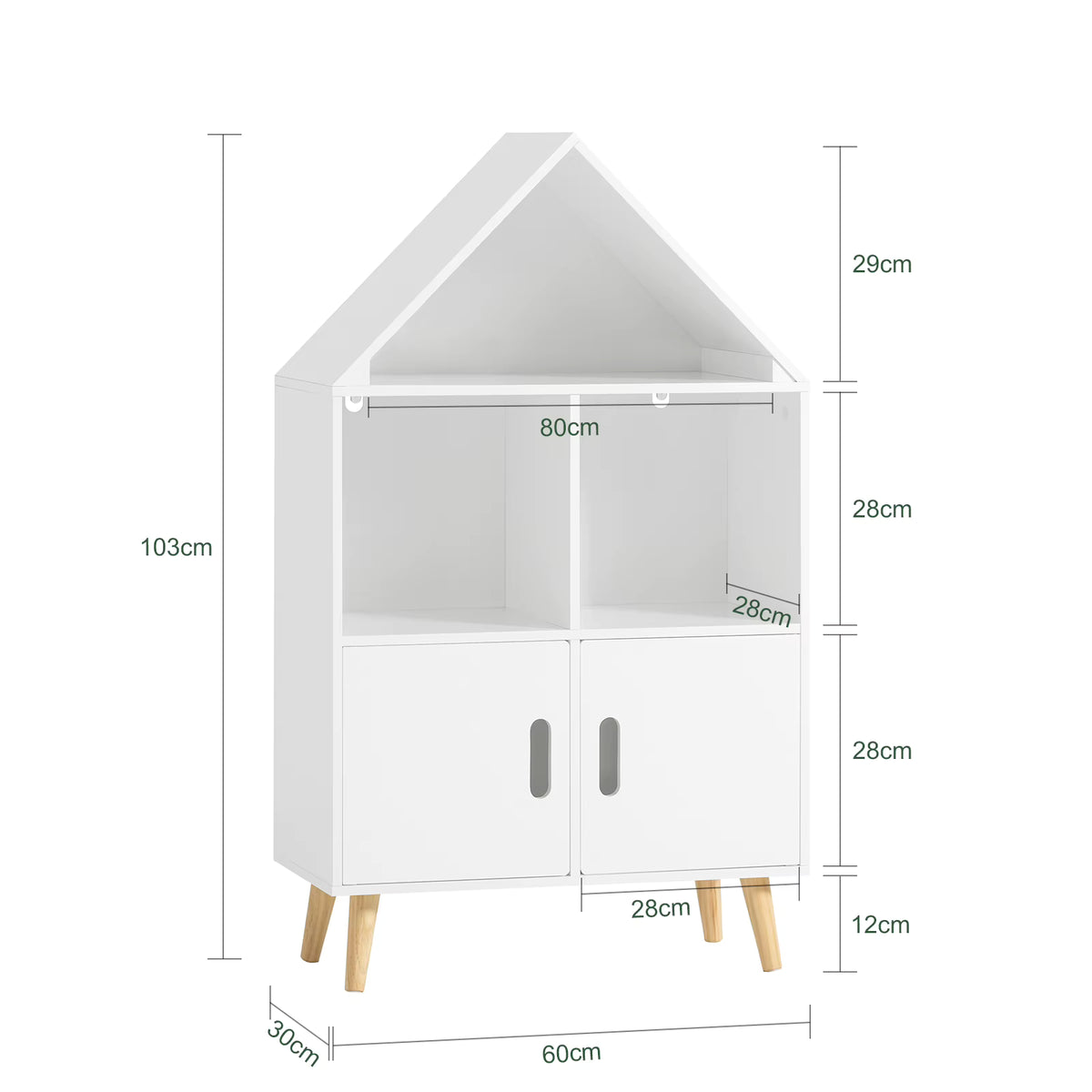 SoBuy KMB58-W children's shelf with house design bookcase for children storage shelf toys shelf furniture